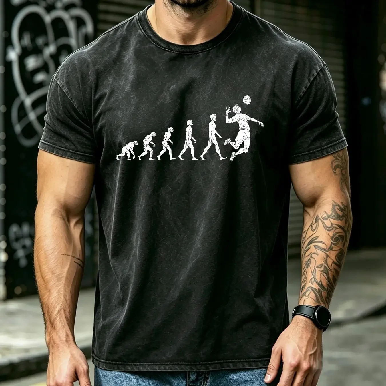 washed T Shirt NEW LIMITED Men's Evolution Volleyball Great s long or short sleeves vintage Washed Casual Soft streetwear homme