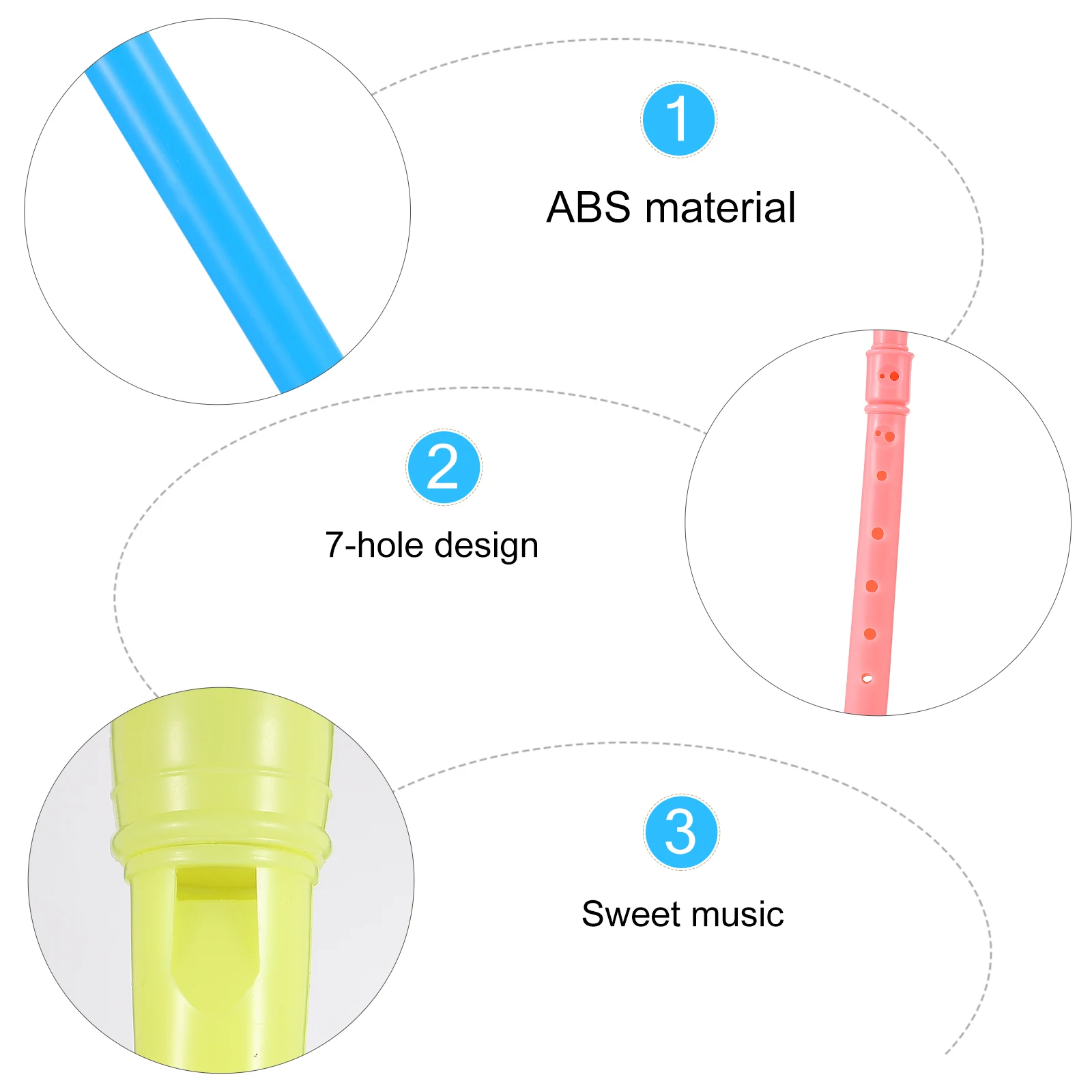 

5 Pcs Colorful Student Recorder for Kids Music Toy 8 Holes Musical Instruments