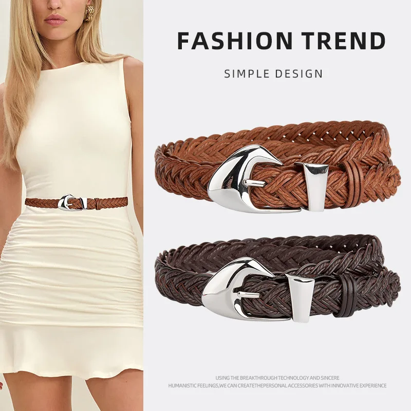 

Women's Vintage Knitted Corset Female Cummerbund Coat Waistband Dress Decration Narrow Belt J316