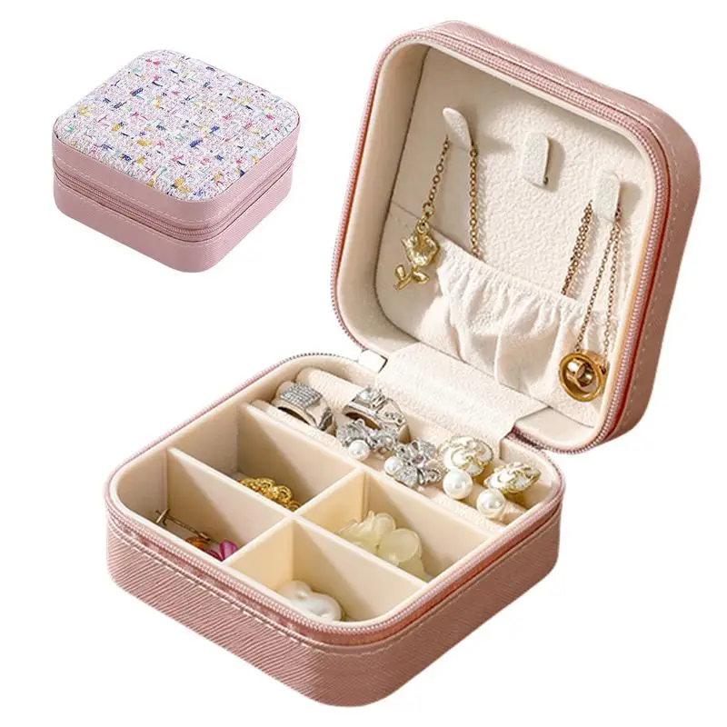 Portable Mini Jewelry Storage Box Travel Organizer Jewelry Case Leather Storage Earrings Necklace Ring Jewelry Organizer Display