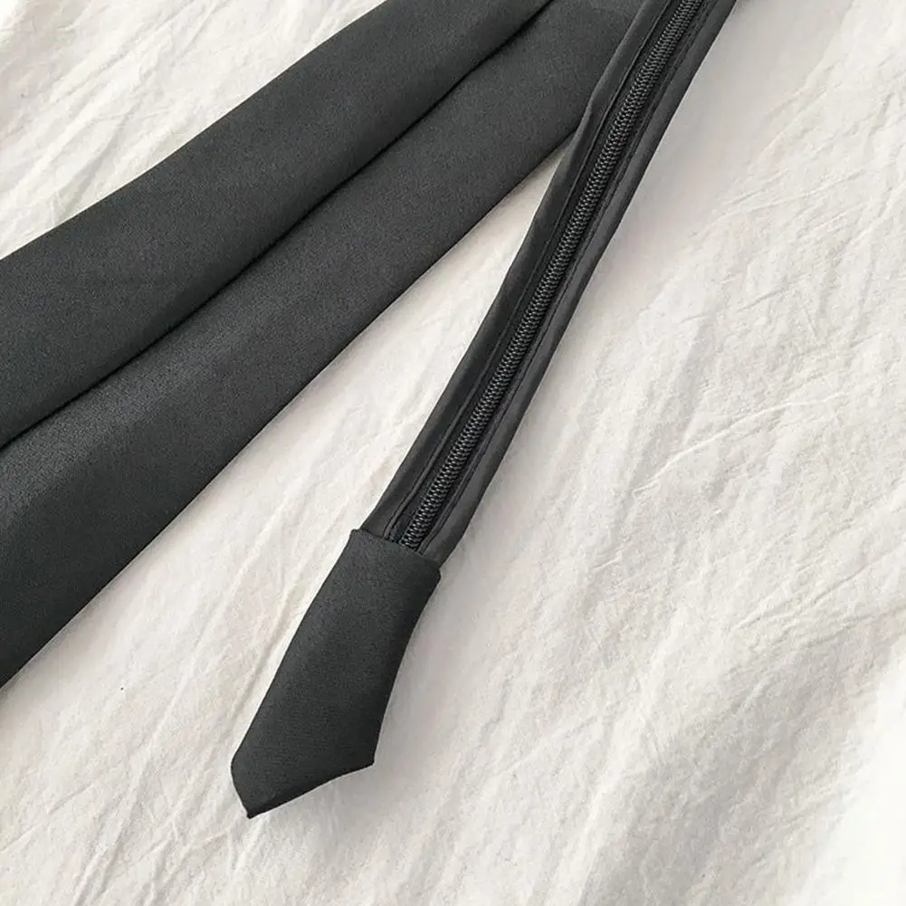 JK japonais noir Simple pince sur cravate sécurité cravate portier hôte noir mat funéraire cravate pour hommes femmes étudiants cravate