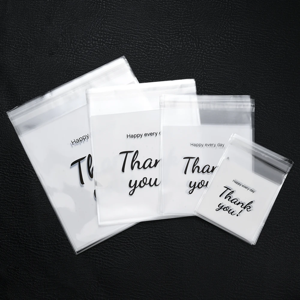 100 Stück "Danke" Bedruckte Mini-Druckverschlussbeutel Klare Plastikbeutel für Schmuck, Perlen, Süßigkeiten und Bastelmaterial (Verschiedene Größen) – Detail 1