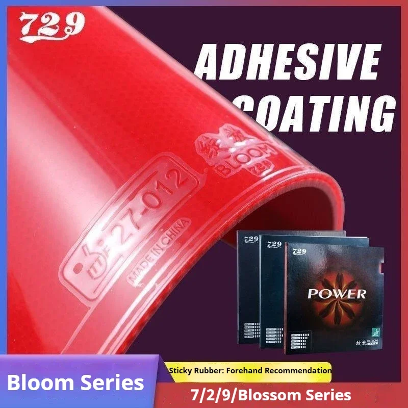 Friendship 729 Bloom POWER SPIN Table Tennis Rubber Sheet Pips-in Sticky Ping Pong Rubber with Sponge Fast Attack & Loop Drive