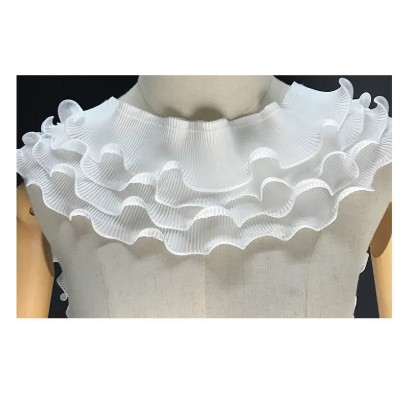 11CM Wide Four 4 Layer Chiffon Fungus Pleated Ruffle Edge Lace with Hem Sleeves DIY Clothing Accessories Oganza Lace Fabric 2024