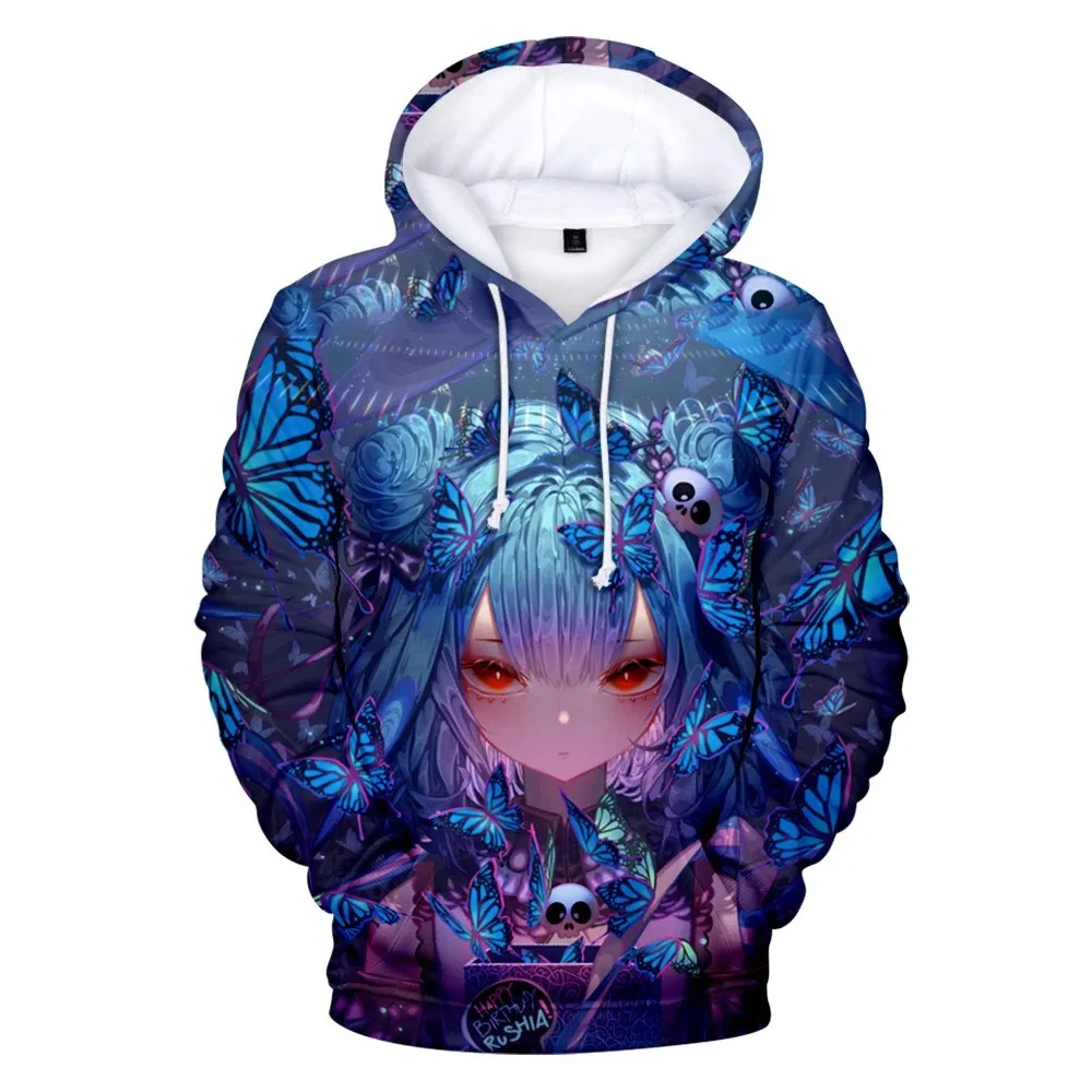 HOLOLOLIVE VTuber-Uruha Rushia Hoodie, moletons para meninas e meninos, roupas Kawaii Anime, outono e inverno