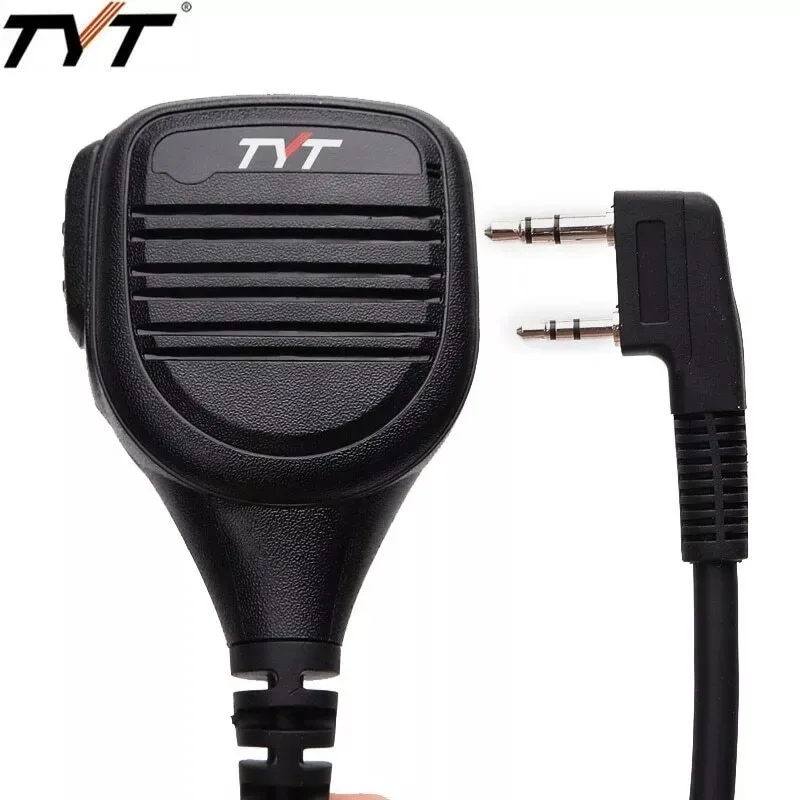 TYT MD-380 2 Pin PTT IP54 Rainproof Shoulder Speaker Mic with 3.5mm Earphone Jack for TYT Radio MD-390 TH-UV8000D TH-UVF8D