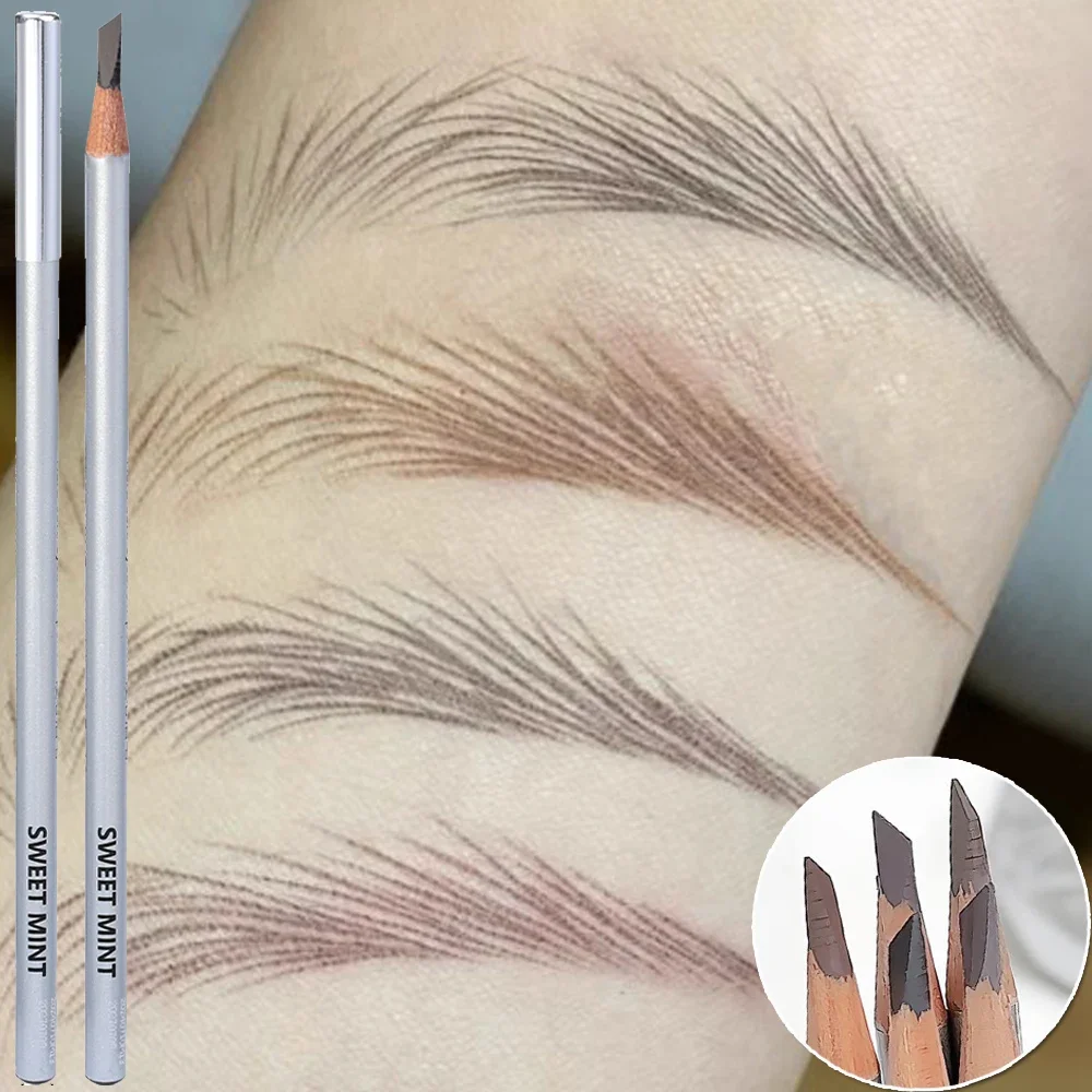 Hard Core Eyebrow Pencil with Sandpaper Long-Lasting Waterproof Permanent Makeup Eye Brow Enhancers Pencil Wild Line Brows Tint