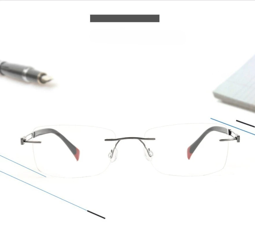New Women Optical Rimless Anti Blue Light Titanium Glasses Frames Ultra-light Square Eyeglasses Foldable for Men Reading Myopia