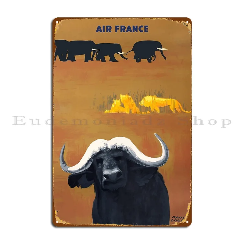 1956 Air France Africa Animals Travel Poster Metal Sign Garage Cinema Bar Cave Customized Personalized Tin Sign Poster