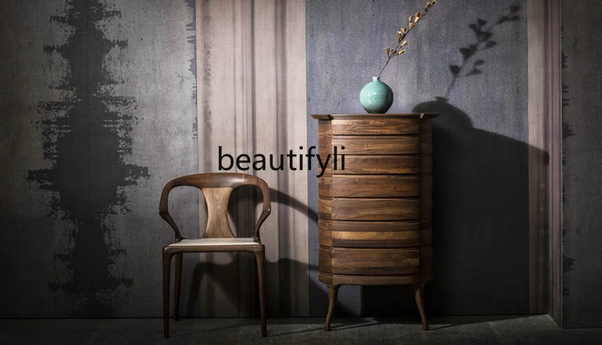 Chinese-Style Solid Wood Chest of Drawers Black Walnut Solid Wood Furniture 7-Drawer Cabinet Kitchen Furniture