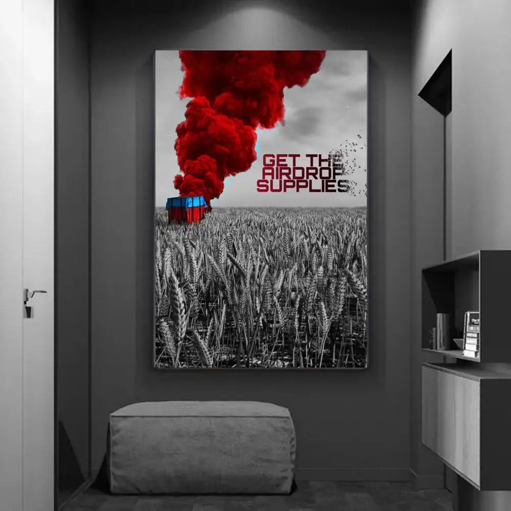 PUBG Classic Movie Posters Vintage Room Bar Cafe Decor Stickers Wall Painting