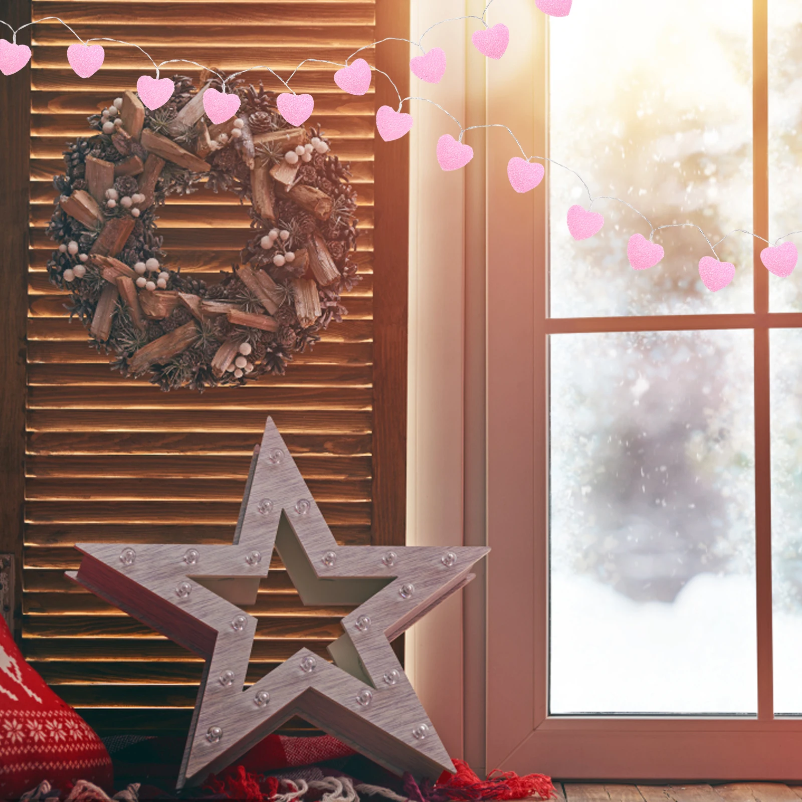 String Romantic Valentine's Day Heart Garland LED Good Decorative Effect Pvc