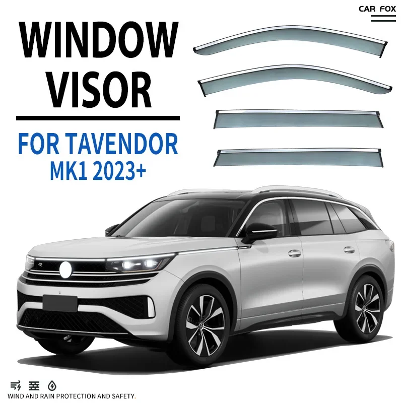 4Pcs/6Pcs For Volkswagen TAVENDOR 2023+ Car Window Visor Awning Shelters Windshield Side Window Rain Sun Shade Auto Accessories