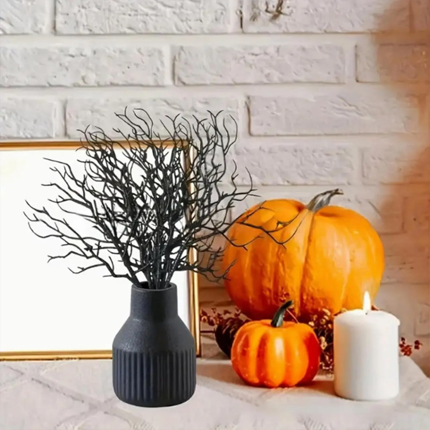 3 Stück simulierte tote getrocknete Zweige, Halloween Spinne Skelett Fledermaus festliche Atmosphäre dekorative Vase Blumen arrangement Plastik zweige für Halloween, Weihnachten, Ostern, helles