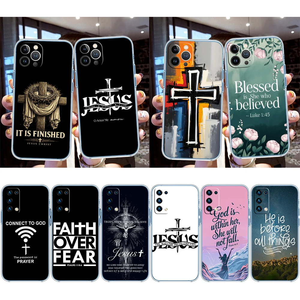 IM11 Bible verse Jesus Christ Transparent Phone Case for Samsung Galaxy A04 A04S A14 A23 A34 A54 M23 M33 M52 M53
