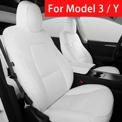 For Tesla Model 3 Y Nappa Leather Full Set Car Seat Cover All Season Front Rear Seat Mats Factory Wholesale White Cushion