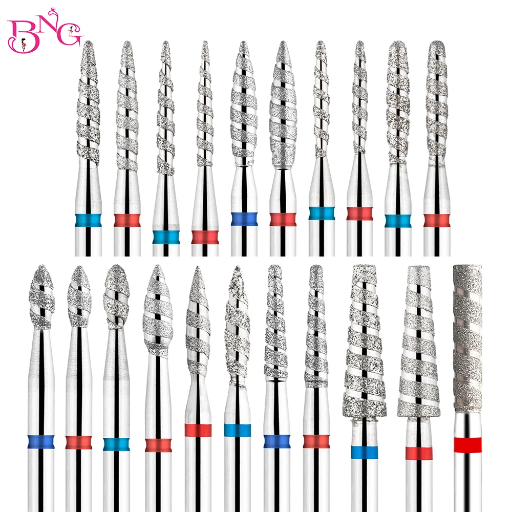 BNG 2Pcs Tornado Flame Diamond Nail Drill Bit 3/32