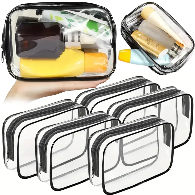 3/1Pcs Transparent PVC Toiletry Bags Waterproof Bathroom Storage Bag Travel Makeup Pouch Cosmetics Organizer Pouch Tote Bag