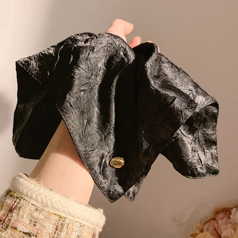 Cerchio per capelli sciarpa quadrata in raso cerchio per capelli dell'intestino crasso donna sensazione di fascia alta copricapo in corda per capelli quadrata super grande