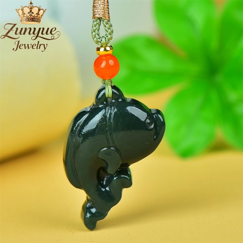 

Natural Hetian Green Jade Dolphin Pendant Luxury Quality Jewelry Fashion Jewelry Handicraft Exquisite Elegant Charms Popular