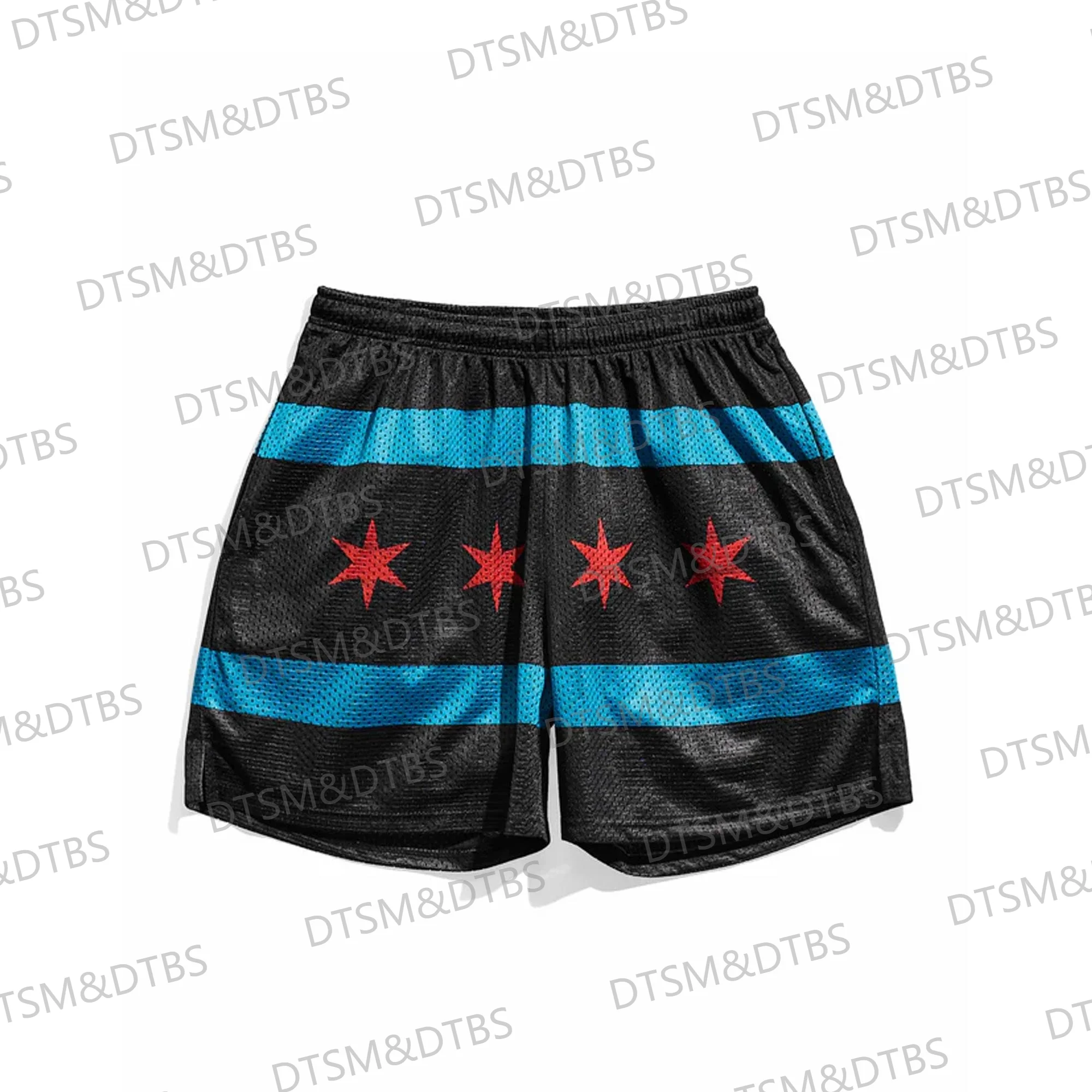 New 2024 Vintage SummerChicago Flag Retro Drawstring Basketball&Boxing Shorts Casual Vacation Beach Daily Life Kids/Adullt