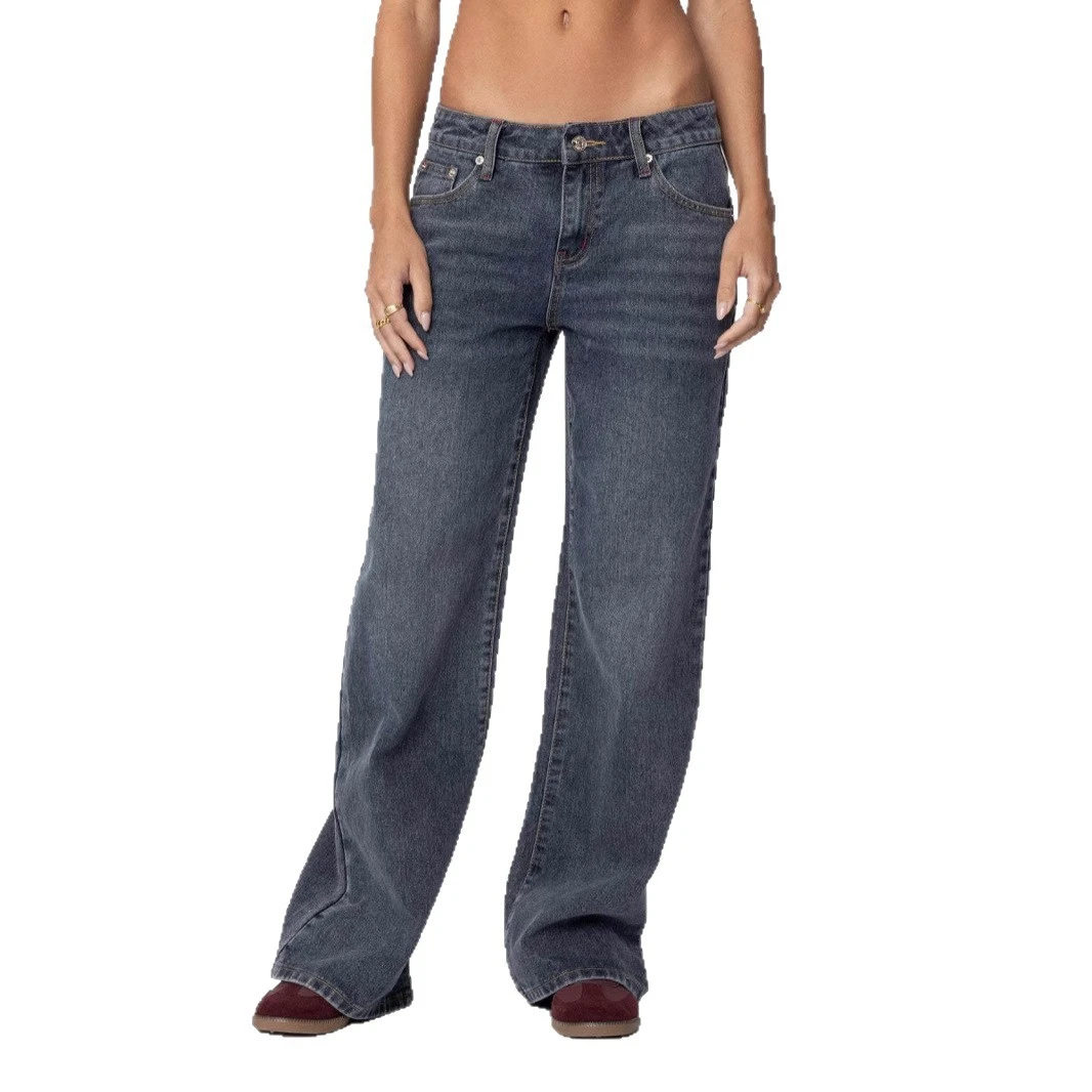 

High Waist plus Size Women's Jeans Casual Straight Leg Loose Fit Commute Friendly Classic Blue Color Versatile Spring Season