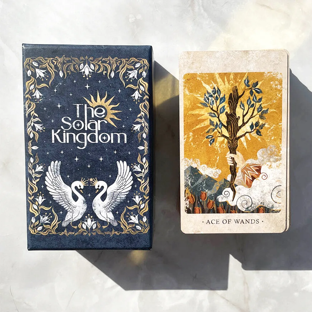 The Solar Kingdom Tarot Cards Deck 78PCS Vintage Gold Gilded Edge Oracle Divination Witchcraft Spiritual Board Game Gift