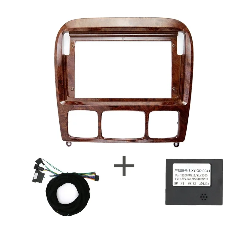 Car Radio Facial Frame for Mercedes Benz S Series W220 2006 with Wiring Cable Harness Connector Includes Car DVD Frame Kits
