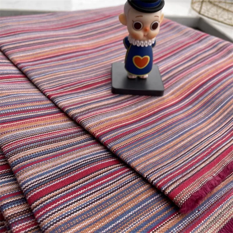 

100% Cotton Striped Woven Fabric for Bags Cushions Tablecloth Sofa Cover Ethnic Style Clothing Upholstery Home Decor Fabric