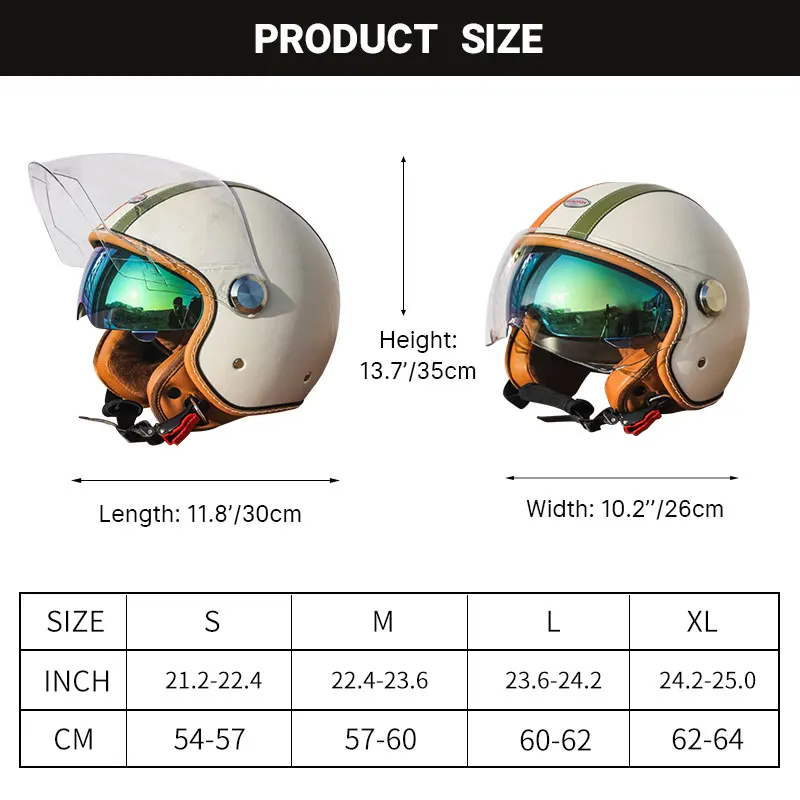 대만 빈티지 오토바이 헬멧, 높은 외관, 레벨 페달 스쿠터, 3/4 하프 헬멧, 남녀공용 사계절