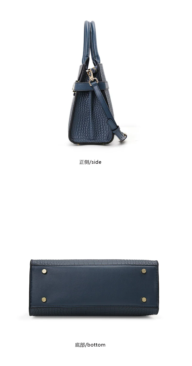 Echte Leder-Handtasche für Damen, Umwandelbar für Umhänge- und Schultertrage, mit Seidenschal, Krokodilmuster-Tragetasche – Detail 8
