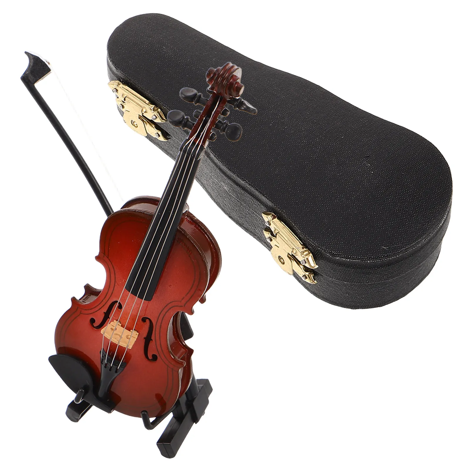 

Деревянная мини-скрипка ручной работы 12 см, реалистичная маленькая декоративная музыкальная инструментальная модель для любителей музыки, для декора офиса и дома - в комплекте с подставкой и смычком