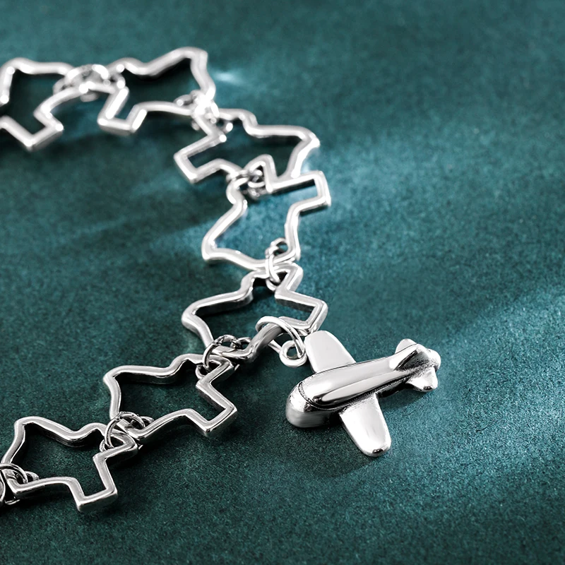 Genuine 925 sterling silver Texas Charm Bracelet paired with The charm of small aircraft pendant