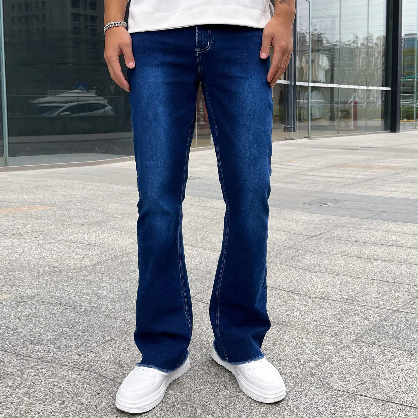 Spodnie Cargo z szerokimi nogawkami 2023. Streetwear Baggy Men Jeans Spring Autumn Men Korean Fashion Loose Straight Male Brand Clothing Black — zdjęcie 3