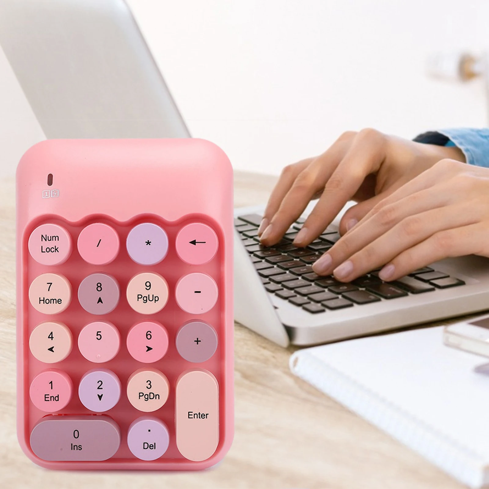 Wireless Keypad Mini Portable Vintage Colorful Numeric Keypad Waterproof Plug & Play for Office  Financial Accounting Home