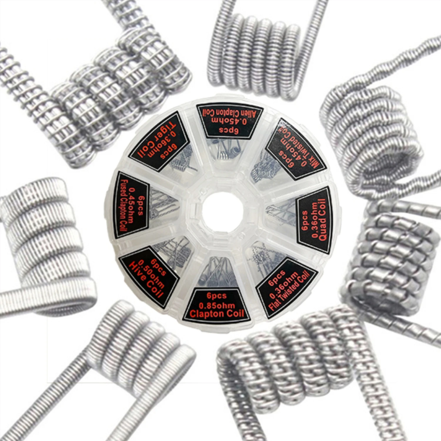 48PCS/BOX, Pre Built Coils Clapton Coil Platte Twisted Mix Twisted Fused Clapton Alien Clapton Premade Coil Premade Heating Wir