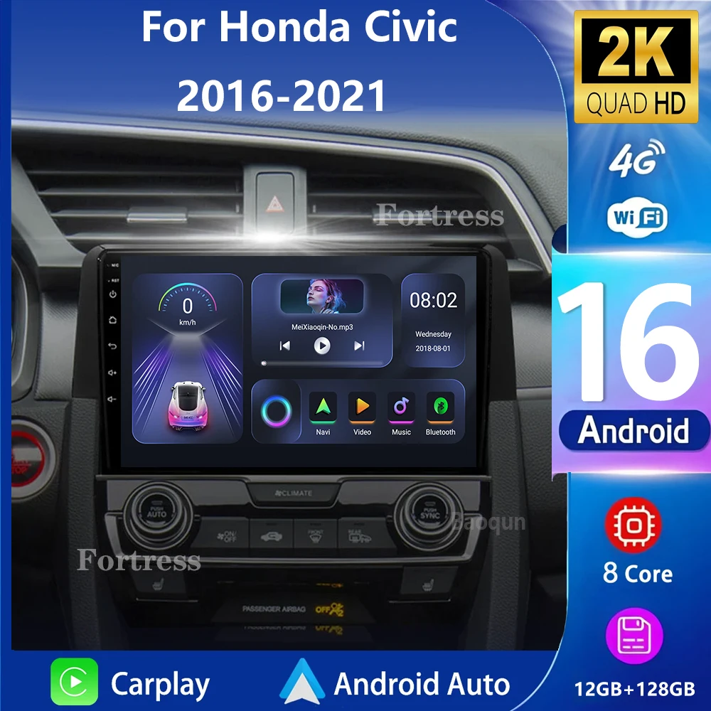 Для Honda Civic 10 2016 2017 2018 2019-2021 Android 16 Carplay Авто Авто Радио Мультимедийный Видеоплеер Навигация GPS 4G WIFI Для Honda Civic 10 2016 2017 2018 2019-2021 Android 16 Carplay Авто Авто Радио Мультимедийный Видеоплеер Навигация GPS 4G WIFI
