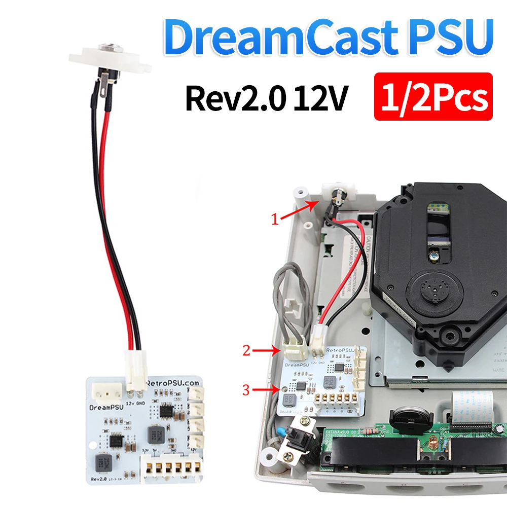 Rev2.0 Dream PSU 12V Power Supply Board + Power Plug Adapter For SEGA DreamCast Game Console Replacement Parts For Dream PSU