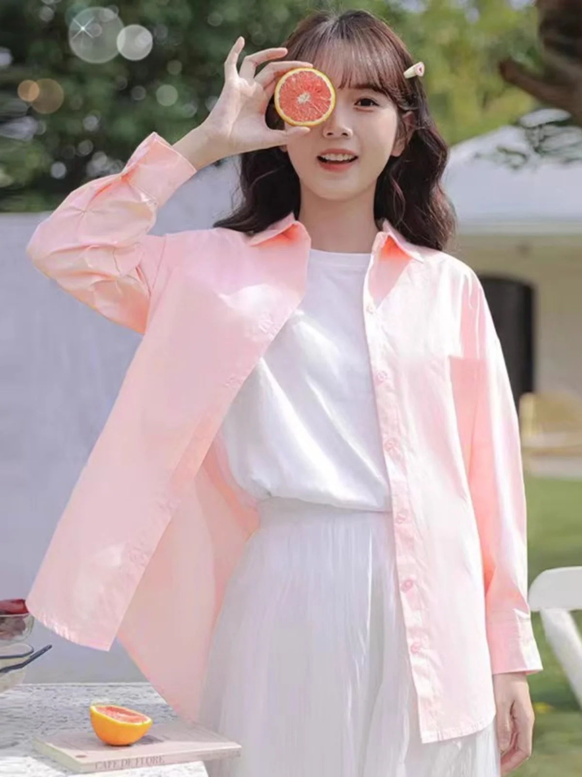 

Casual Blue Sun Protection Shirt Women's Summer New Design Loose Long Sleeve Shirt Elegant Personality Commute Style Outerwear