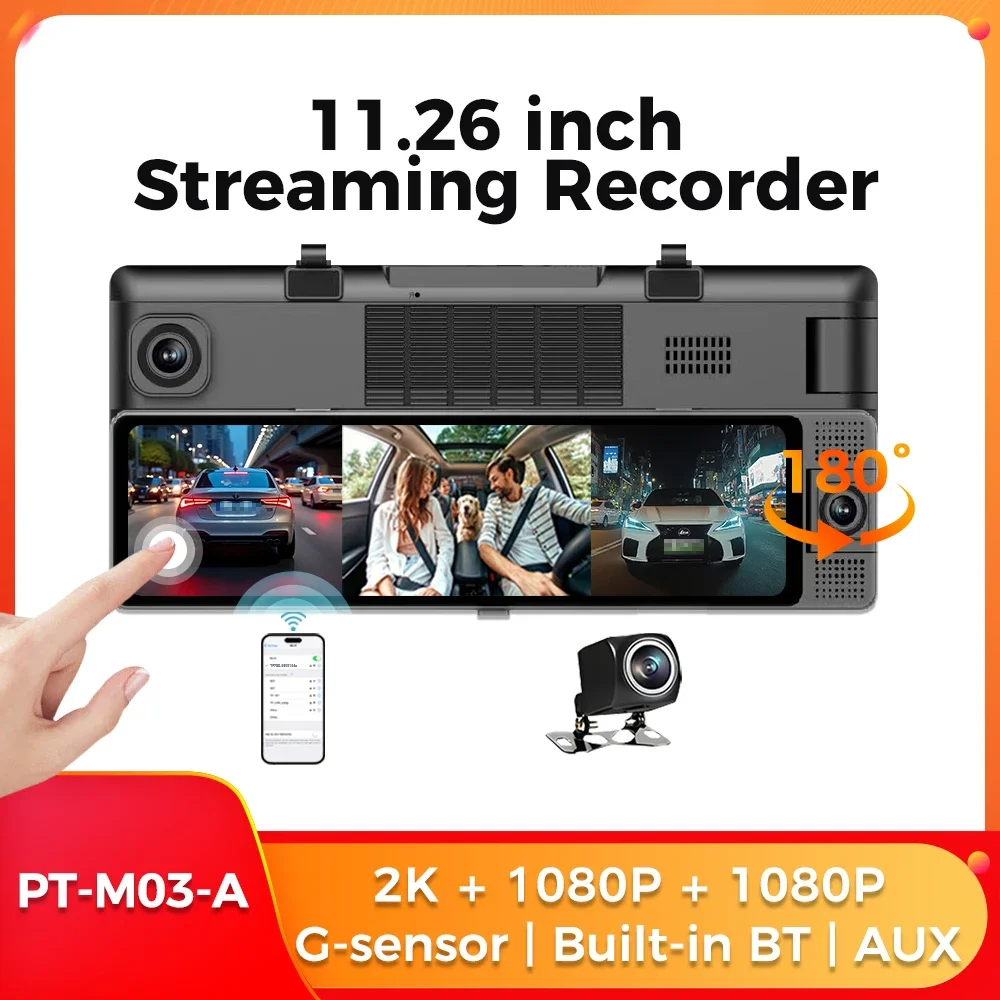 Camera Dash Cam Car Radio DVR Front Inside Rear 1080P Time Lapse Video Playback Dashcam Parking Monitor Automotiva Wifi BT AUX