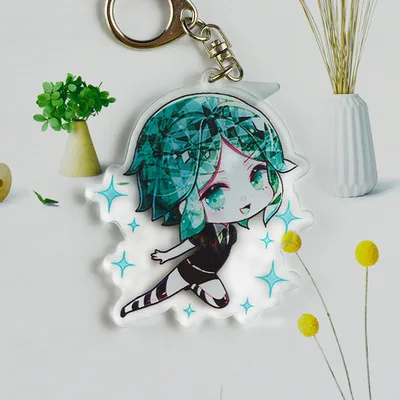Land of the Lustrous Acrylic Cartoon Anime Pendant Keychains Holder Car Key Chain Key Ring Phone Bag Hanging Gifts 6CM