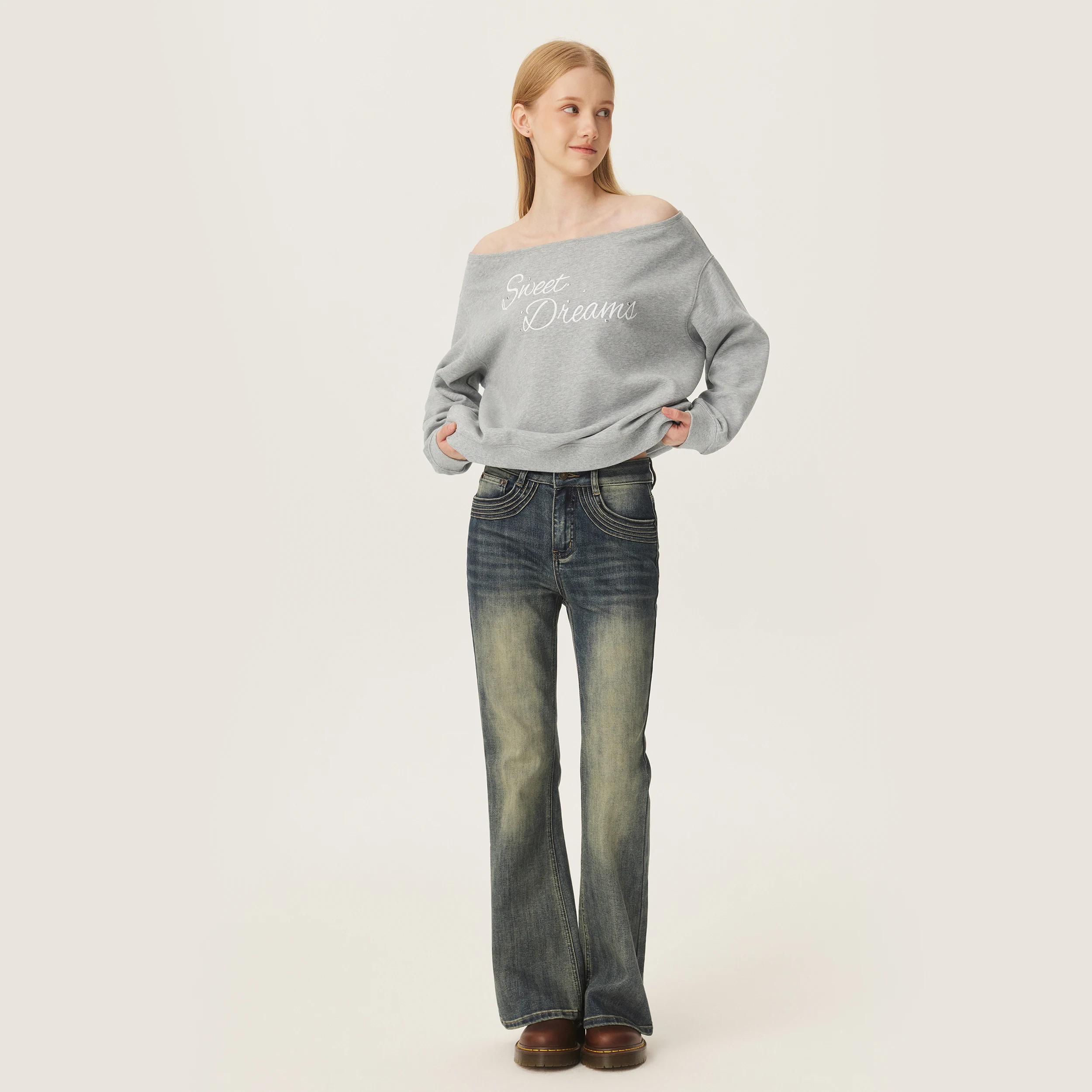 YESCCI Women's Pants Vintage Washed Stretch Soft Denim Jeans Cat-whisker American Retro Casual Bottoms Women Daily Y726083125