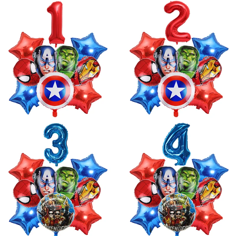 1Set Marvel Avengers Alliance Spider Man Hulk Aluminum Foil Balloon Children's Birthday Party Decoration Iron Man Hero Ball Gift