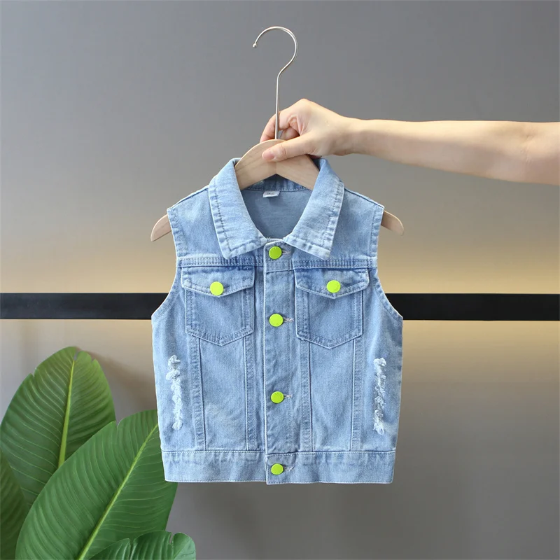 Girl\'s Baby Coat Spring and Autumn Fashionable Girl Korean Edition Denim Top New Fashionable Children\'s Loose Jacket Trendy