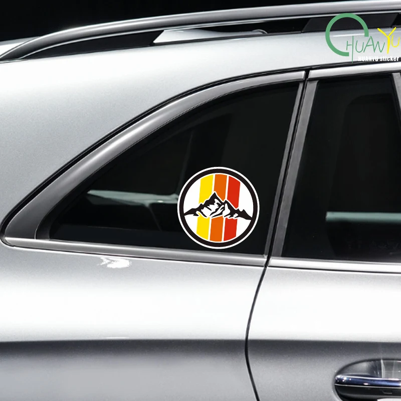 Retro three-color striped snow mountain SUV off-road rear windshield glass side windows decorated with car motorcycle stickers