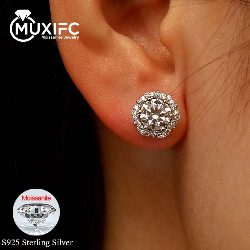 

MUXIFC 2 Cttw Real Moissanite Wedding Rings For Women Fresh Leaf Lab Diamond 925 Sterling Silver Engagement Band Fine Jewelry