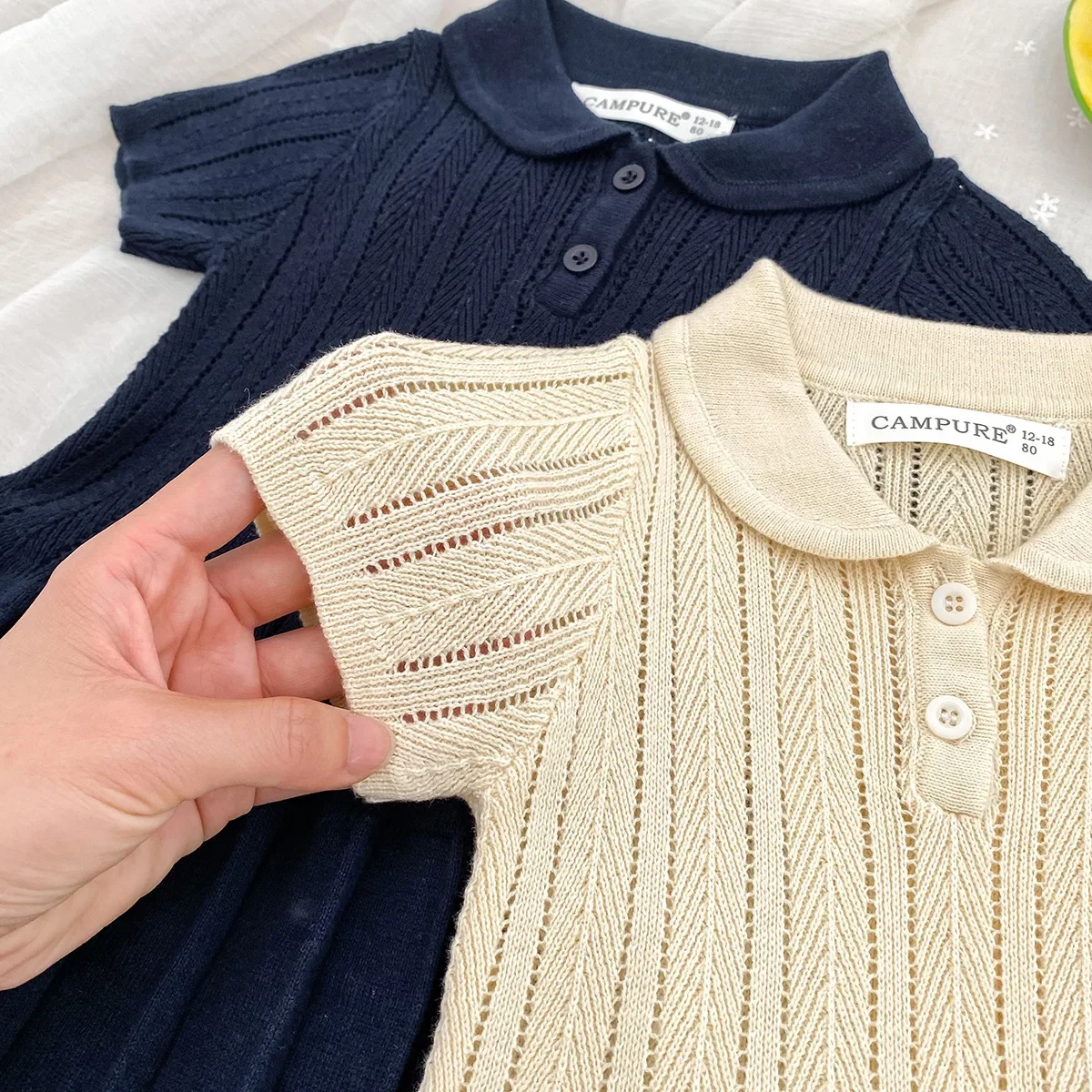 FINEPAT 1-5Y Kids Clothes Hollow Out Knit Dress For Kids Girls Kids Knit Pleated Dresses