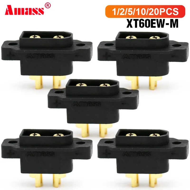 Amass XT60EW-M Mountable Male Plug Connector DC500V 20A-40A 0.6mΩ Gold-Plated for RC Drone DIY Part 1/2/5/10/20PCS