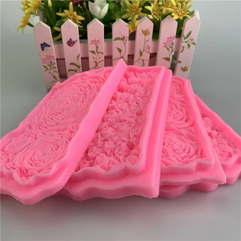 Rose Flower Flower Sugar Flipping Silicone Mold Chocolate Decorative Mold Flower Texture Cake Edge Wedding Celebration