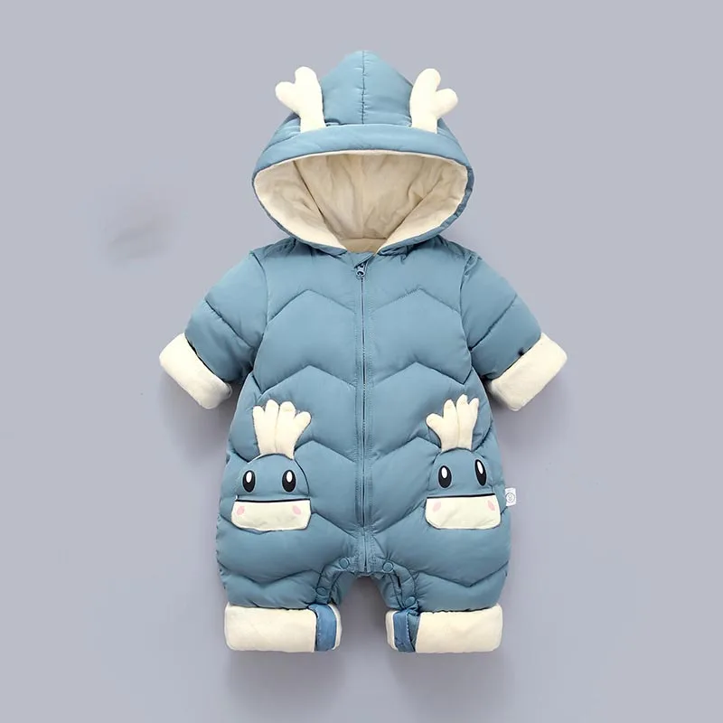 

Newborn Winter Outwear Clothing Fur Lining Warm Toddler Girl's Boy's Rompers Cartoon Infant Jumpsuit